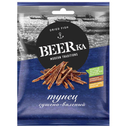 Тунец Beerka сушено-вяленый филе соломка 70 гр