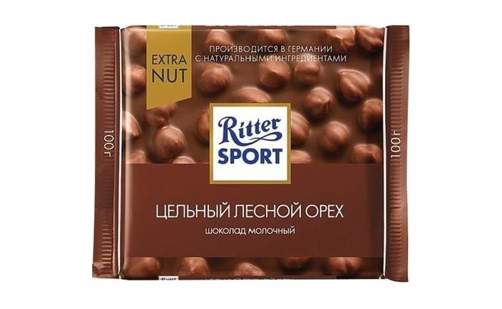 Ritter Sport Extra Nut шоколадная плитка молочный, лесной орех 100 гр